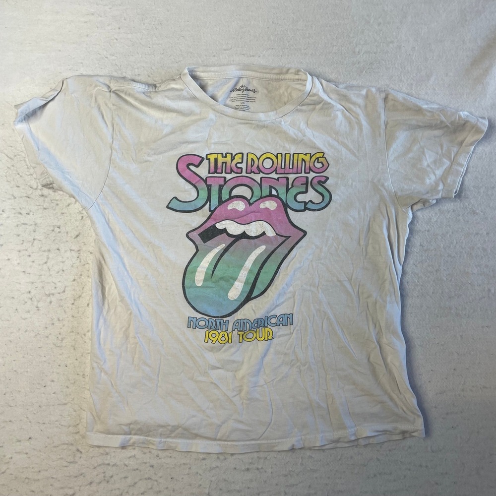 The Rolling Stones T-Shirt Unisex Large White 1981 North American Tour Graphic